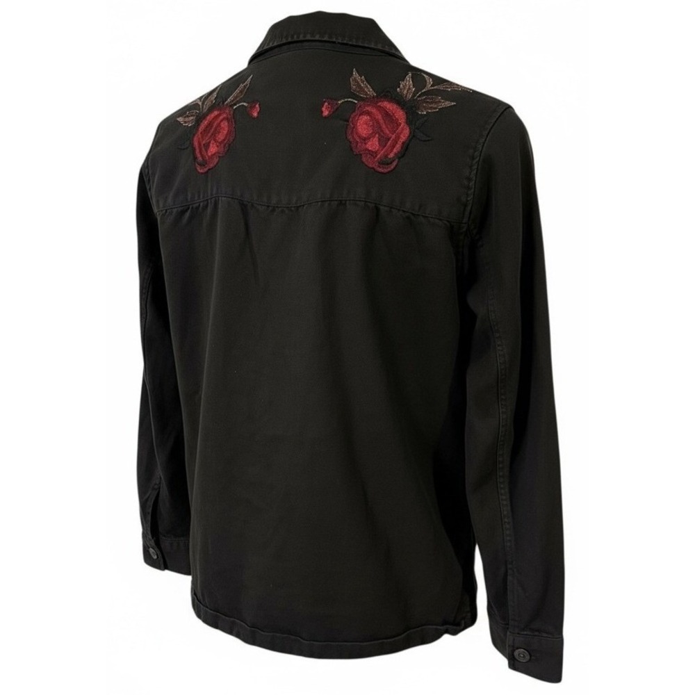 Rails Women's Elliot Floral Embroidered Utility Shirt Jacket Black Small Boho - Picture 3 of 7